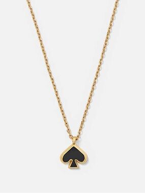 New Kate Spade New York Everyday Spade Enamel Pendant necklace w/tag: Black/Gold